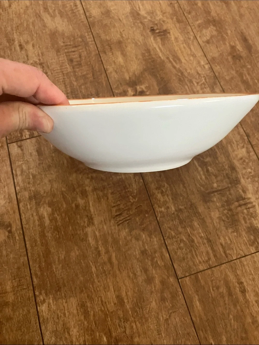 Vintage Cottage Ceramic Serving Bowl with Brown Mushroom & Green Botanical Moti
